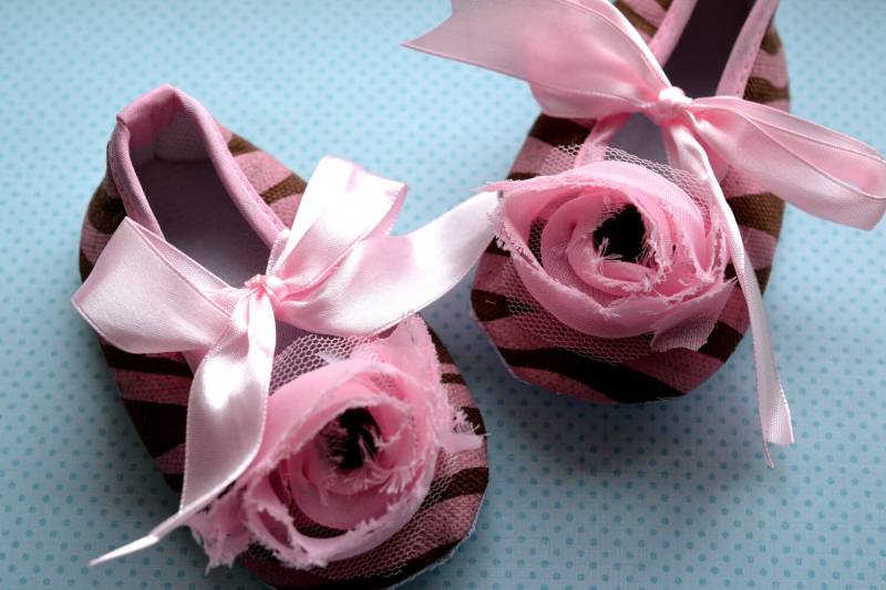 Abstand Neu...braun Und Pink Zebra Chiffon Rosette Krippe Schuhe...grösse 6-6 Monate von GenevaDiva
