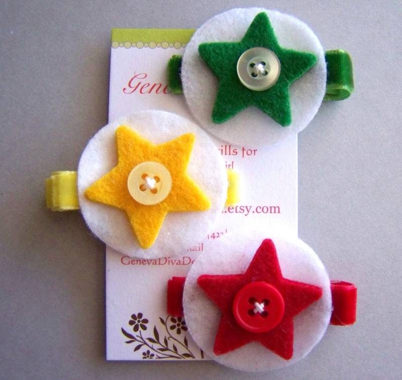 J8 - Set Von 3 Filzstern Weihnachtsklammern von GenevaDiva