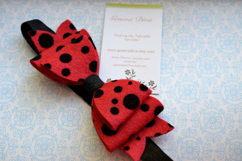 Neu-Marienkäfer Dot Filz Schleife Stretch Stirnband von GenevaDiva