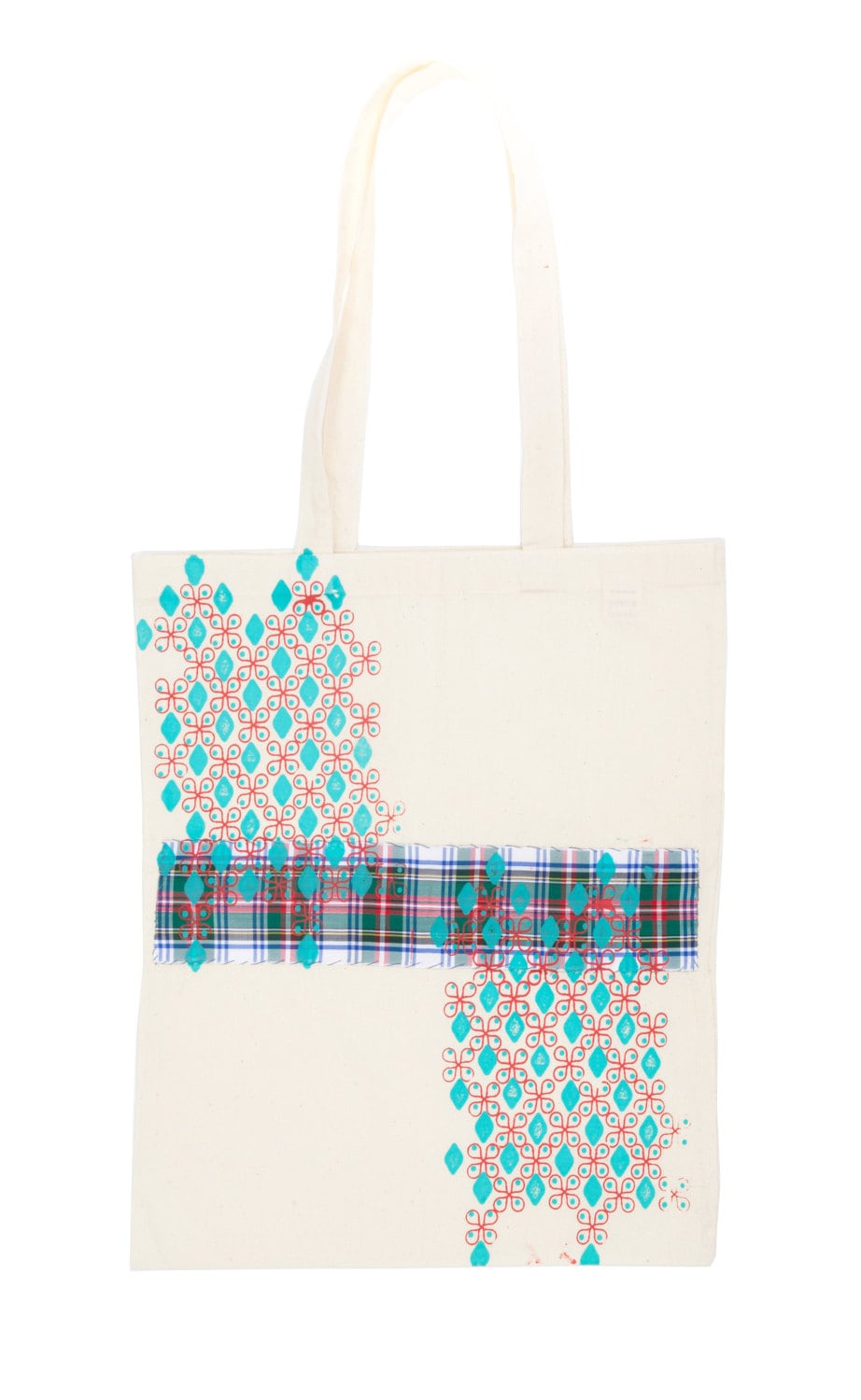 Handgedruckte Baumwolltasche Mit Handgenähtem Tartanband Handgedruckte Baumwolltasche Mit Handgenähtem Tartanband von GenevieveCreigh