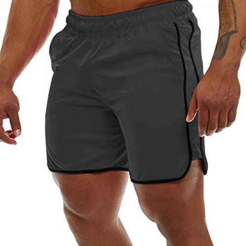 Genfien Herren Gittergewebe Sportlich Kurze Hose Laufen Trainieren Fitness Hosen Schnell Trocknend Kurze Sporthose Side Split Trainingsshorts von Genfien