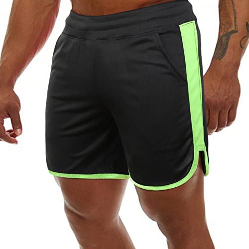 Genfien Herren Gittergewebe Sportlich Kurze Hose Laufen Trainieren Fitness Hosen Schnell Trocknend Kurze Sporthose Side Split Trainingsshorts von Genfien