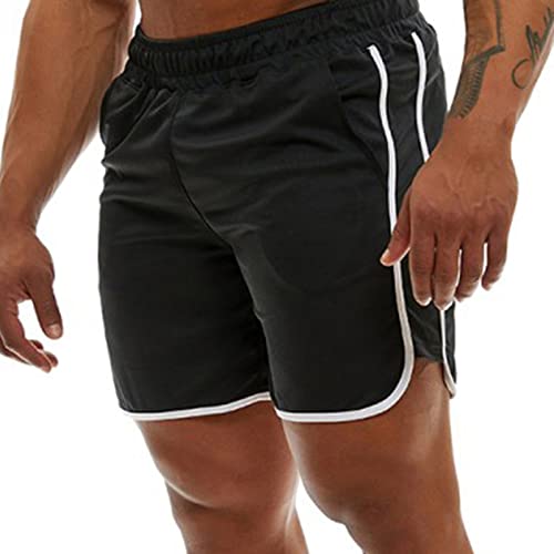 Genfien Herren Gittergewebe Sportlich Kurze Hose Laufen Trainieren Fitness Hosen Schnell Trocknend Kurze Sporthose Side Split Trainingsshorts von Genfien