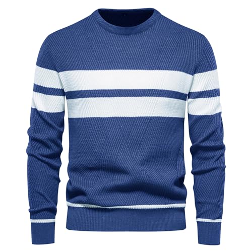 Genfien Herren Pullover Rundhalsausschnitt Strickpullover Warm Feinstrick Pullover Sweater für Männer Herren Pullover Casual Top von Genfien