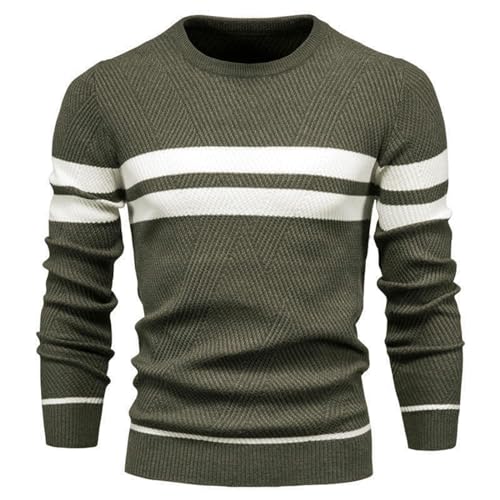 Genfien Herren Pullover Rundhalsausschnitt Strickpullover Warm Feinstrick Pullover Sweater für Männer Herren Pullover Casual Top von Genfien