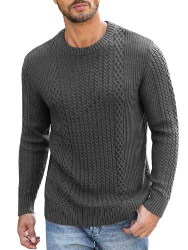 Genfien Herren Pullover mit Rundhalsausschnitt Strickpullover Feinstrick Winterpullover Sweater Männer Ribbed Pullover Slim fit Casual von Genfien