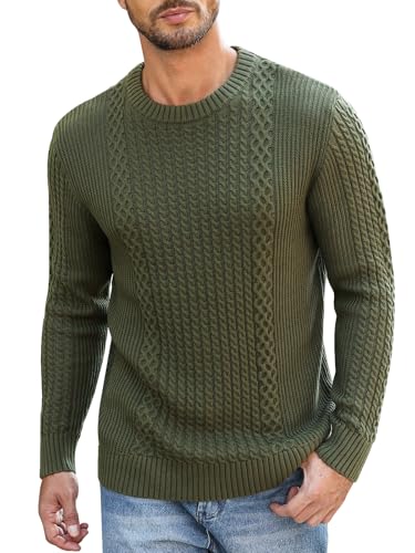 Genfien Herren Pullover mit Rundhalsausschnitt Strickpullover Feinstrick Winterpullover Sweater Männer Ribbed Pullover Slim fit Casual von Genfien