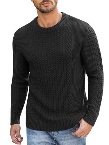 Genfien Herren Pullover mit Rundhalsausschnitt Strickpullover Feinstrick Winterpullover Sweater Männer Ribbed Pullover Slim fit Casual von Genfien