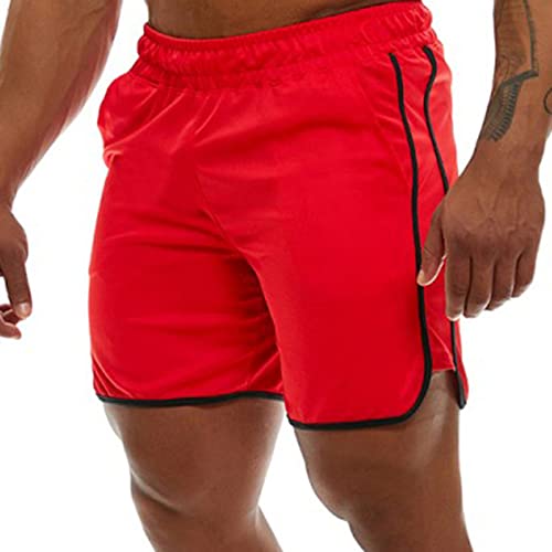 Genfien Herren Sporthose Kurz Hose Laufshorts Trainingsshorts Schnelltrocknend mit Tasche Herren Shorts Mesh Kurze Sporthose für Männer Zwei Vertikale Streifen an Der Seite von Genfien