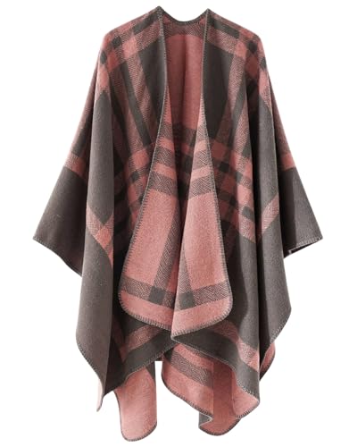 Genfien Damen Winter Poncho - Warme Elegante Decke Cape Strick Mantel Schal Frauen Cardigan von Genfien
