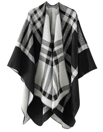 Genfien Poncho Damen Winter Warm Elegant Poncho Decke Poncho Cape Strick Poncho Mantel Winter Poncho Schal Frauen Strick Cape Cardigan von Genfien