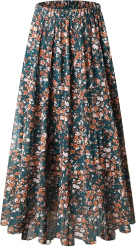 Genfien Rock Damen Lang Elegant Chiffon Röcke mit Futter Elastische Taille Taille Maxirock Casual Freizeitrock Hochzeit Cocktail Skirt von Genfien