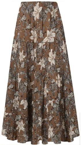 Genfien Rock Damen Lang Elegant Chiffon Röcke mit Futter Elastische Taille Taille Maxirock Casual Freizeitrock Hochzeit Cocktail Skirt von Genfien