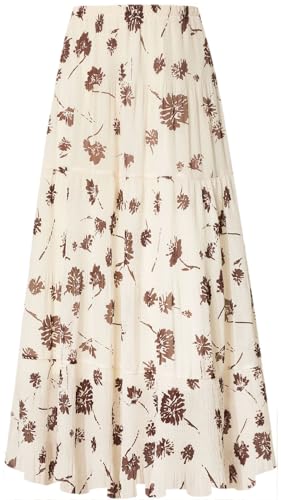 Genfien Rock Damen Lang Elegant Chiffon Röcke mit Futter Elastische Taille Taille Maxirock Casual Freizeitrock Hochzeit Cocktail Skirt von Genfien