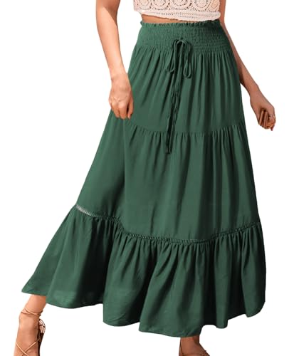 Genfien Röcke Damen Röcke Damen Maxi Skirt Faltenrock Strandrock Freizeitrock 2 in 1 Elegant A-Line Beach Skirt Elastic Waistband Einheitsgröße von Genfien