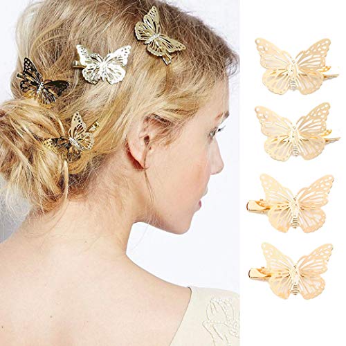 Genglass Schmetterling Haarspangen Gold - Rutschfeste Haarspangen Mit Starkem Halt - Haarschmuck Set für Frauen und Mädchen (Metall) von Genglass