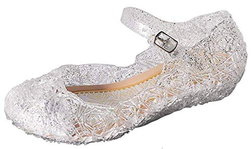 GenialES Prinzessin Gelee Partei Absatz-Schuhe Sandalen für Kinder Glanz Prinzessin Weihnachten Verkleidung Karneval Party Halloween Fest, Weiß, Gr.30(Herstellergröße 32)/Länge185 von GenialES