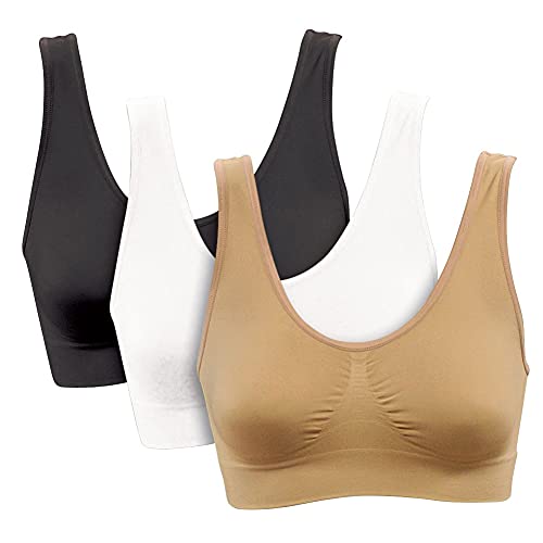 Genie Damen-BH, nahtlos, 3er-Pack – einfarbiger Komfort-Sport-BH - Mehrfarbig - XXX-Large von Genie Bra