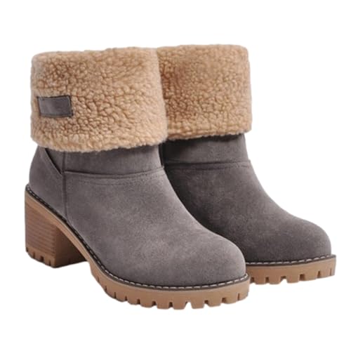 Boots | Dotmalls Seniors' Chunky Heel Winter Boots | Plüsch Gefütterte Kurze Schneestiefel | Winter Warme Schnee Stiefeletten Schuhe Für Damen von Genikeer