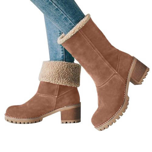 Boots | Dotmalls Seniors' Chunky Heel Winter Boots | Plüsch Gefütterte Kurze Schneestiefel | Winter Warme Schnee Stiefeletten Schuhe Für Damen von Genikeer