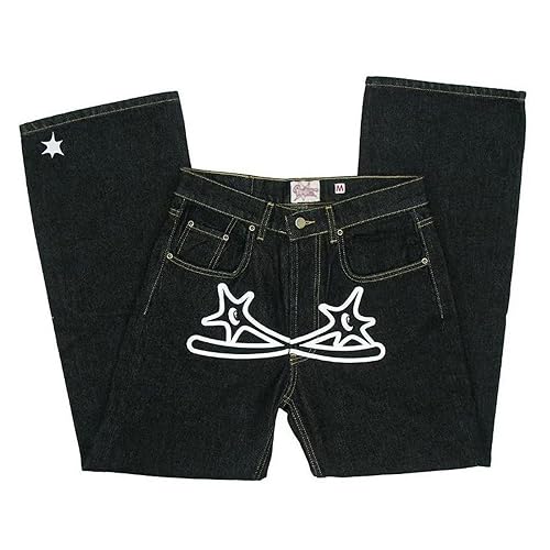 Y2k Hose Herren, Sporthose Herren Lang Minus-Two Baggy Jeans Jogginghose, Cargo Hosen Männer Hip Hop, Harajuku Denim Pants Herren Schwarze Outdoorhose Cargohose von Genikeer