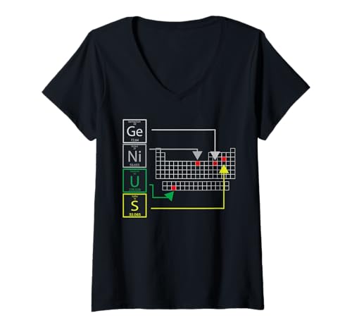 Damen Genius Periodensystem Wissenschaft Lehrer Nerd Geek Chemie T-Shirt mit V-Ausschnitt Damen Genius Periodensystem Wissenschaft Lehrer Nerd Geek Chemie T-Shirt mit V-Ausschnitt von Genius Periodic Table Science Chemistry Gifts