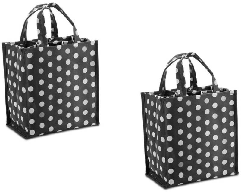 Genius Flaschenkorb Flaschentasche, grau mit weißen Punkten, praktische Tragetasche zum Transportieren von bis zu 6 Flaschen von Genius