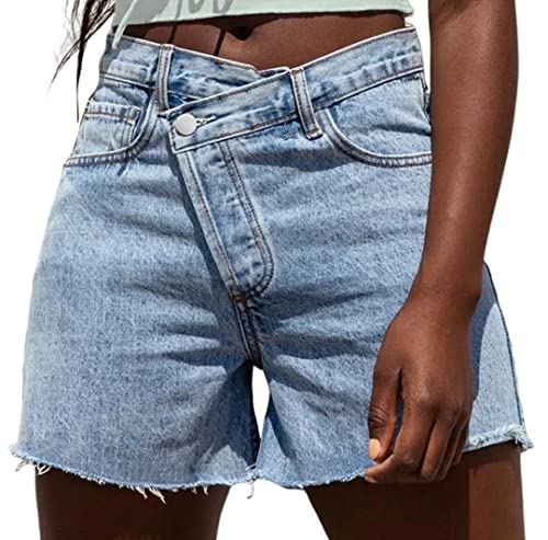 Genelck Petite Bell Bottom Jeans für Damen - Kurze Länge Stretch Flare Jeans Hohe Taille Mitte 90er Jahre Trendige Denim Hose, Blau-neu, XS von Genleck