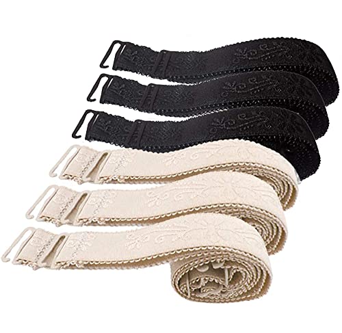 Genmoral 6 Paar / 9 Paar Blumenmuster Verstellbarer BH-Träger Zubehör Ersatz Schultergurt, 6 Paar (schwarz + beige), Breite 1.8 cm von Genmoral