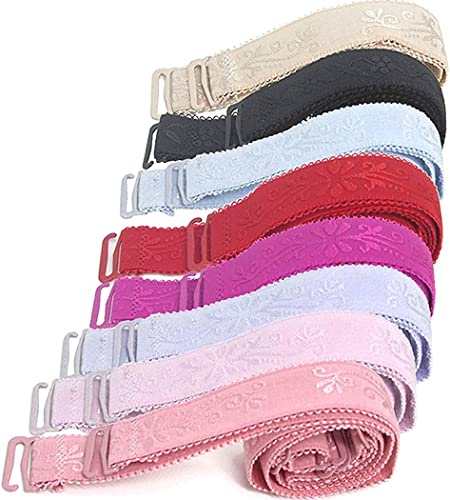 Genmoral 6 Paare/9 Paar Blumenmuster Verstellbare BH-Träger Zubehör Ersatz Schultergurt, 8 Paar (8 Farben), Breite 1.8 cm von Genmoral