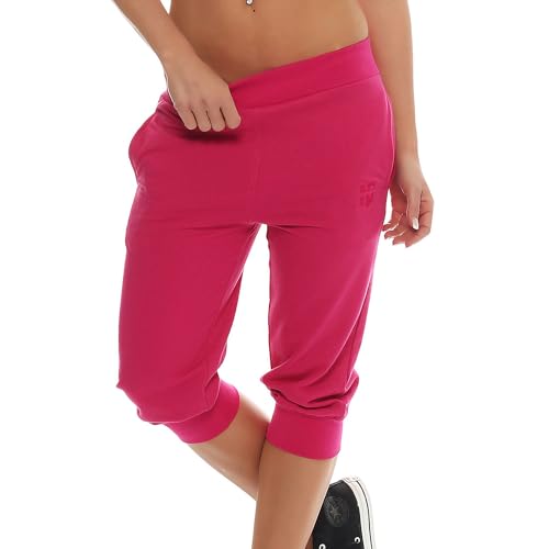 Gennadi Hoppe Damen 3/4 Trainingshose Sporthose Kurze Hose Sport Fitness Jogginghose Shorts Barmuda, pink,3XL von Gennadi Hoppe