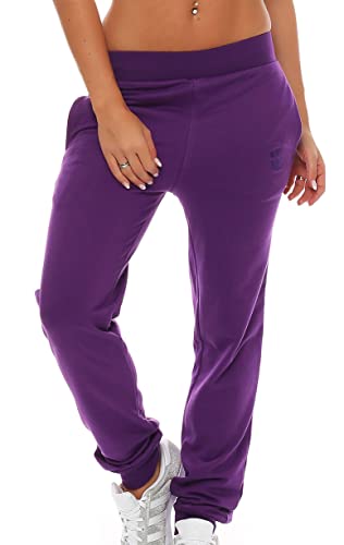 Gennadi Hoppe Damen Jogginghose Frauen Trainingshose Mädchen Sporthose Sweathose Laufhose Jogger Freizeithose Baumwolle lang bequem weich kuschelig lässig sportlich modern 3XL lila H7706 von Gennadi Hoppe