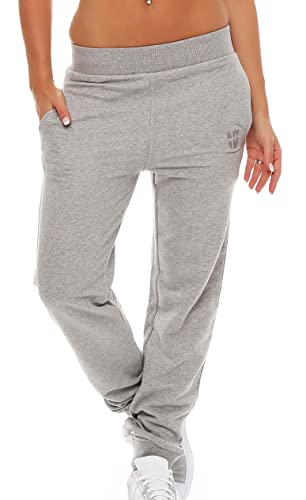 Gennadi Hoppe Damen Jogginghose Frauen Trainingshose Mädchen Sporthose Sweathose Laufhose Jogger Freizeithose Baumwolle lang bequem weich kuschelig lässig sportlich modern 3XL hellgrau H7714 von Gennadi Hoppe