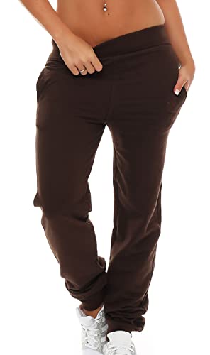Gennadi Hoppe Damen Jogginghose Frauen Trainingshose Mädchen Sporthose Sweathose Laufhose Jogger Freizeithose Baumwolle lang bequem weich kuschelig lässig sportlich modern 3XL braun H7738 von Gennadi Hoppe