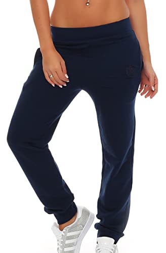 Gennadi Hoppe Damen Jogginghose Frauen Trainingshose Mädchen Sporthose Sweathose Laufhose Jogger Freizeithose Baumwolle lang bequem weich kuschelig lässig sportlich modern 4XL blau H7755 von Gennadi Hoppe