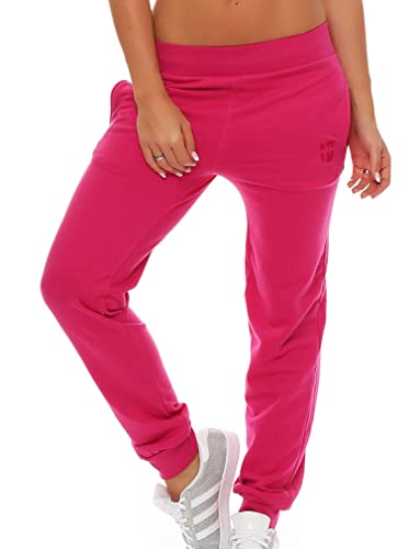 Gennadi Hoppe Damen Jogginghose Frauen Trainingshose Mädchen Sporthose Sweathose Laufhose Jogger Freizeithose Baumwolle lang bequem weich kuschelig lässig sportlich modern XS pink H7756 von Gennadi Hoppe