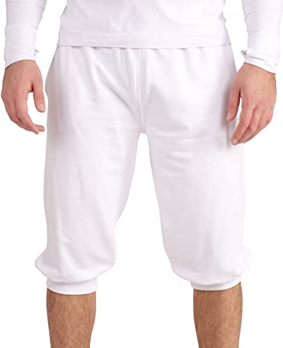 Gennadi Hoppe 3/4 Herren Hose - Dreiviertel Sporthose Männer halblang - Kurze Jogginghose/Trainingshose für Sport, Fitness, Jogging, Wandern, Training – Halblange Fitnesshose Sommer weiß M H6646 von Gennadi Hoppe