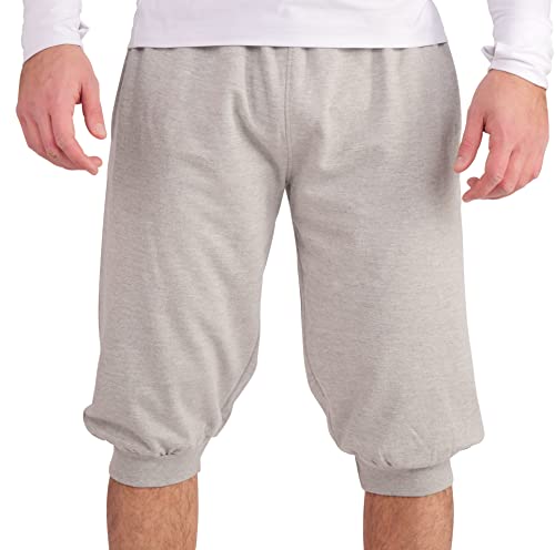 Gennadi Hoppe 3/4 Sporthose aus Baumwolle mit Taschen, Kordel – Sport Dreiviertel Hose mit Seitentaschen Männer – Dreiviertelhose für Sommer wadenlang, halblang, Knielang, sportlich hellgrau XL H6660 von Gennadi Hoppe
