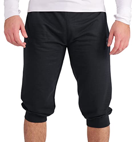 Gennadi Hoppe 3/4 Herren Sporthose Sommer mit Seitentaschen, Kordelzug - Dreiviertel Hose als Gymhose, Fitnesshose, Laufhose, Jogginghose, Trainingshose Knielang locker sportlich blau 4XL H7060 von Gennadi Hoppe