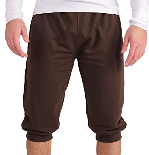 Gennadi Hoppe 3/4 Herren Sporthose Sommer mit Seitentaschen, Kordelzug - Dreiviertel Hose als Gymhose, Fitnesshose, Laufhose, Jogginghose, Trainingshose Knielang locker sportlich braun 4XL H7071 von Gennadi Hoppe