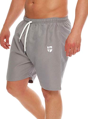 Gennadi Hoppe Herren Badeshorts Männer Badehose Jungen Schwimmhose Schwimmshorts Boardshorts Bademode Swimming Wasser Shorts sportlich leicht lässig klassisch modern stylisch lang hellgrau XL H6569 von Gennadi Hoppe