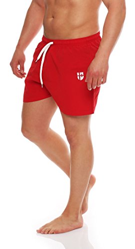 Gennadi Hoppe Herren Badeshorts Männer Badehose Jungen Schwimmhose Schwimmshorts Boardshorts Bademode Swimming Wasser Shorts sportlich leicht lässig klassisch modern stylisch kurz rot rote 2XL H6576 von Gennadi Hoppe