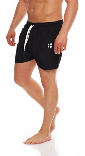 Gennadi Hoppe Herren Badeshorts kurz Badehose Strand Shorts Boardshorts, H6766 schw. S von Gennadi Hoppe