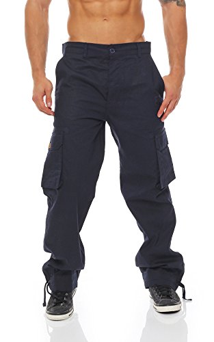 Gennadi Hoppe Herren Cargo Hose Pant Freizeithose Cargohose Baumwoll Hose viele Taschen Arbeitshose H7297 blau 2XL blau (Navy) von Gennadi Hoppe