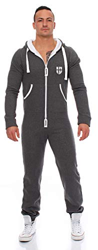 Gennadi Hoppe Herren Jumpsuit Onesie Jogger Einteiler Overall Slim Fit H6158 d-grau M. von Gennadi Hoppe