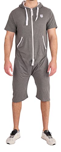 Gennadi Hoppe Herren Sommer Jumpsuit kurz, H8302, S, dunkelgrau von Gennadi Hoppe