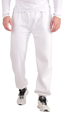 Gennadi Hoppe Herren Trainingshose Männer Sporthose Jogginghose Sweatpants Relaxhose Jogger Baumwolle kuschelig weich dehnbar bequem warm sportlich lässig modern elastisch H8042 weiß weiße 4XL von Gennadi Hoppe