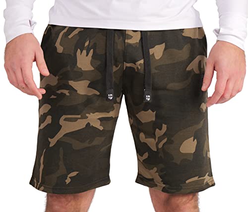 Gennadi Hoppe Herren Shorts Männer Gym Bermuda Kurze Hose Sporthose Jungen Sommer Sportshorts Freizeithose Baumwolle weich bequem leicht lässig luftig modern sportlich praktisch camo grün H6697 S von Gennadi Hoppe