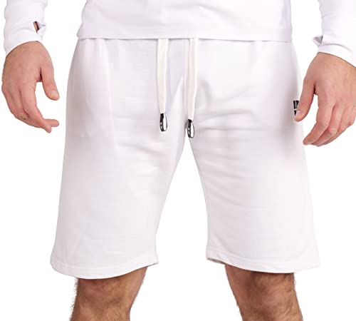 Gennadi Hoppe Herren Shorts Männer Gym Bermuda Kurze Hose Sporthose Jungen Sommer Sportshorts Freizeithose Baumwolle weich bequem leicht lässig luftig modern sportlich praktisch weiß weiße H6709 3XL von Gennadi Hoppe
