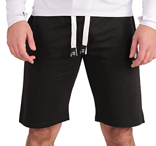 Gennadi Hoppe Herren Shorts Männer Gym Bermuda Kurze Hose Sporthose Jungen Sommer Sportshorts Freizeithose Baumwolle weich bequem leicht lässig luftig modern sportlich praktisch schwarz weiß H6726 M von Gennadi Hoppe